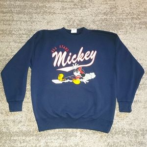 VTG Carolina Connection Disney Mickey Mouse Baseball All Star Sweater XL USA